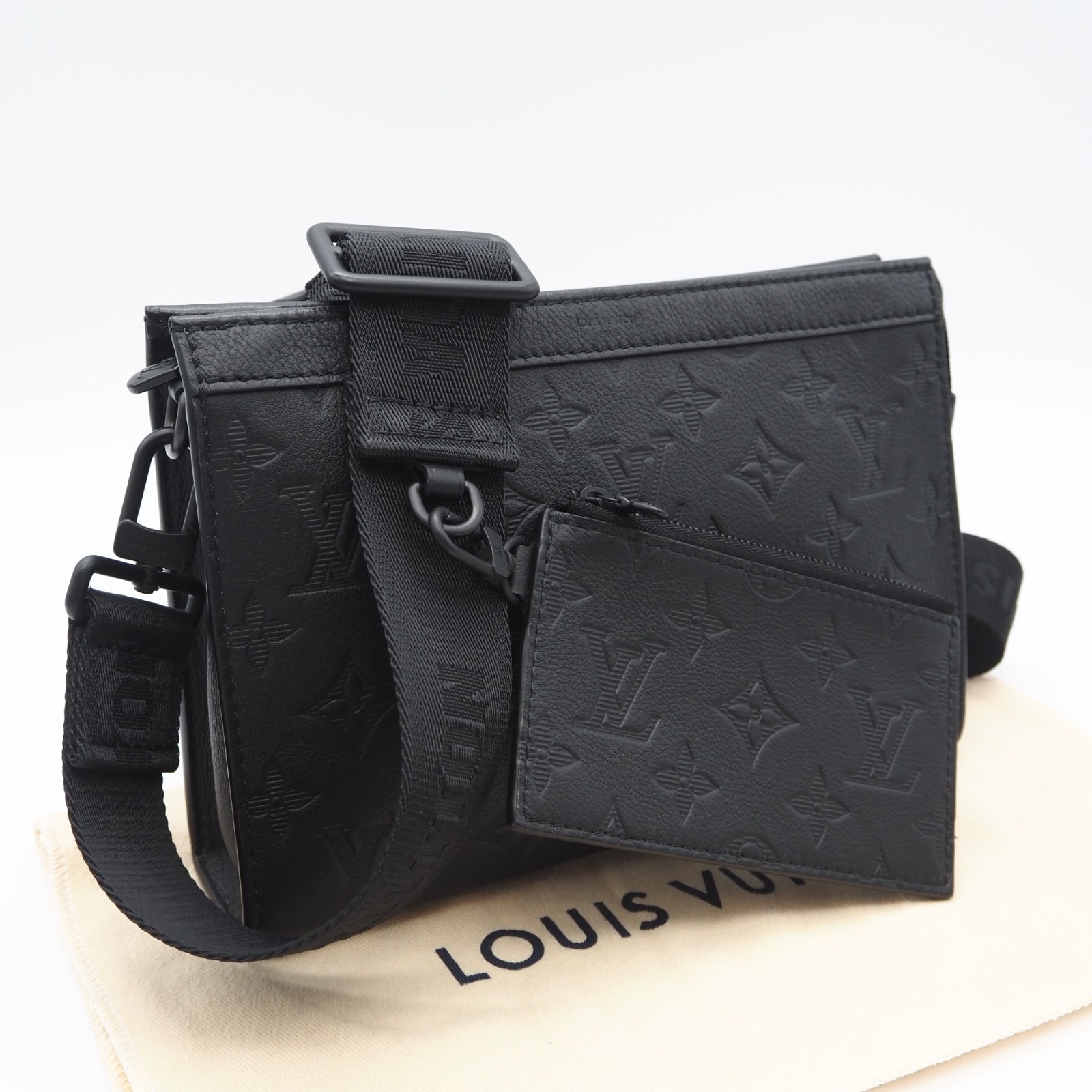 美品 LOUIS VUITTON ルイ・ヴィトン モノグラム シャドウ ガストン ウエアラブルウォレット M81115 2wayショルダーバッグ ブラック カーフレザー メンズ