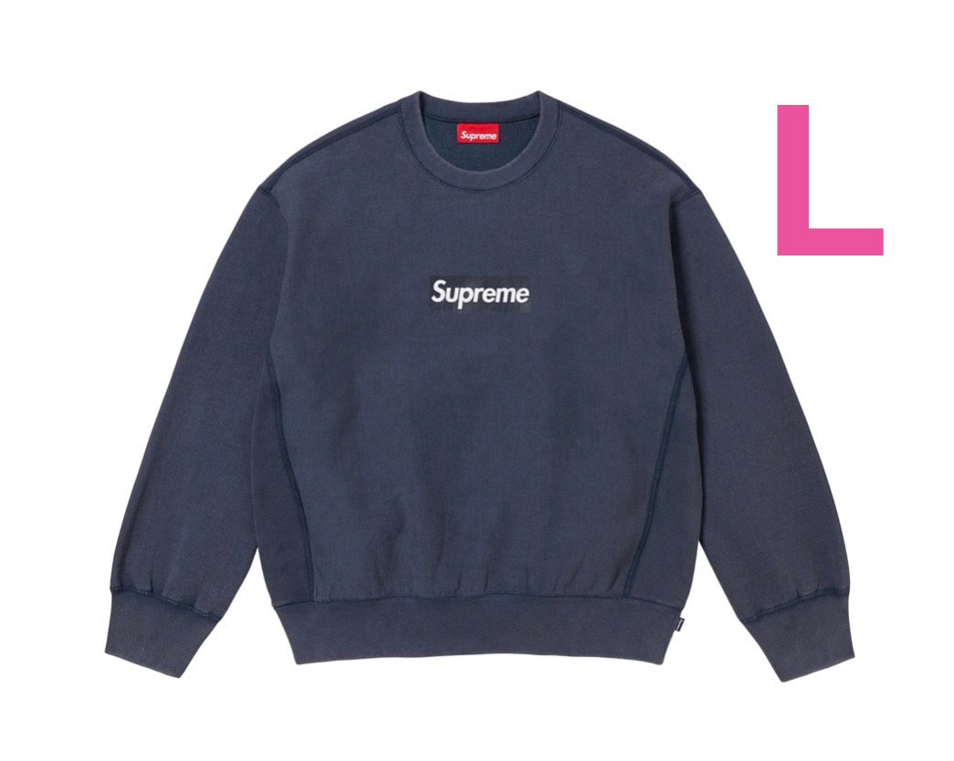 Supreme Washed Box Logo Crewneck "Navy"