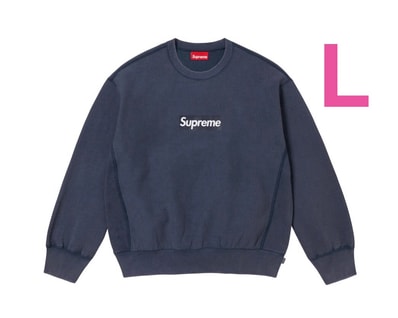 Supreme Washed Box Logo Crewneck "Navy"