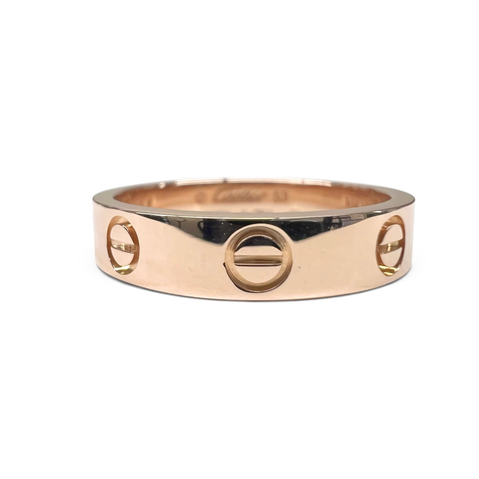 Cartier 極美品 カルティエ ミニ ラブ リング 指輪 11.5号 研磨済 K18PG ピンクゴールド ジュエリー アクセサリー 金 Aランク 中古 鑑定済 カルティエリング