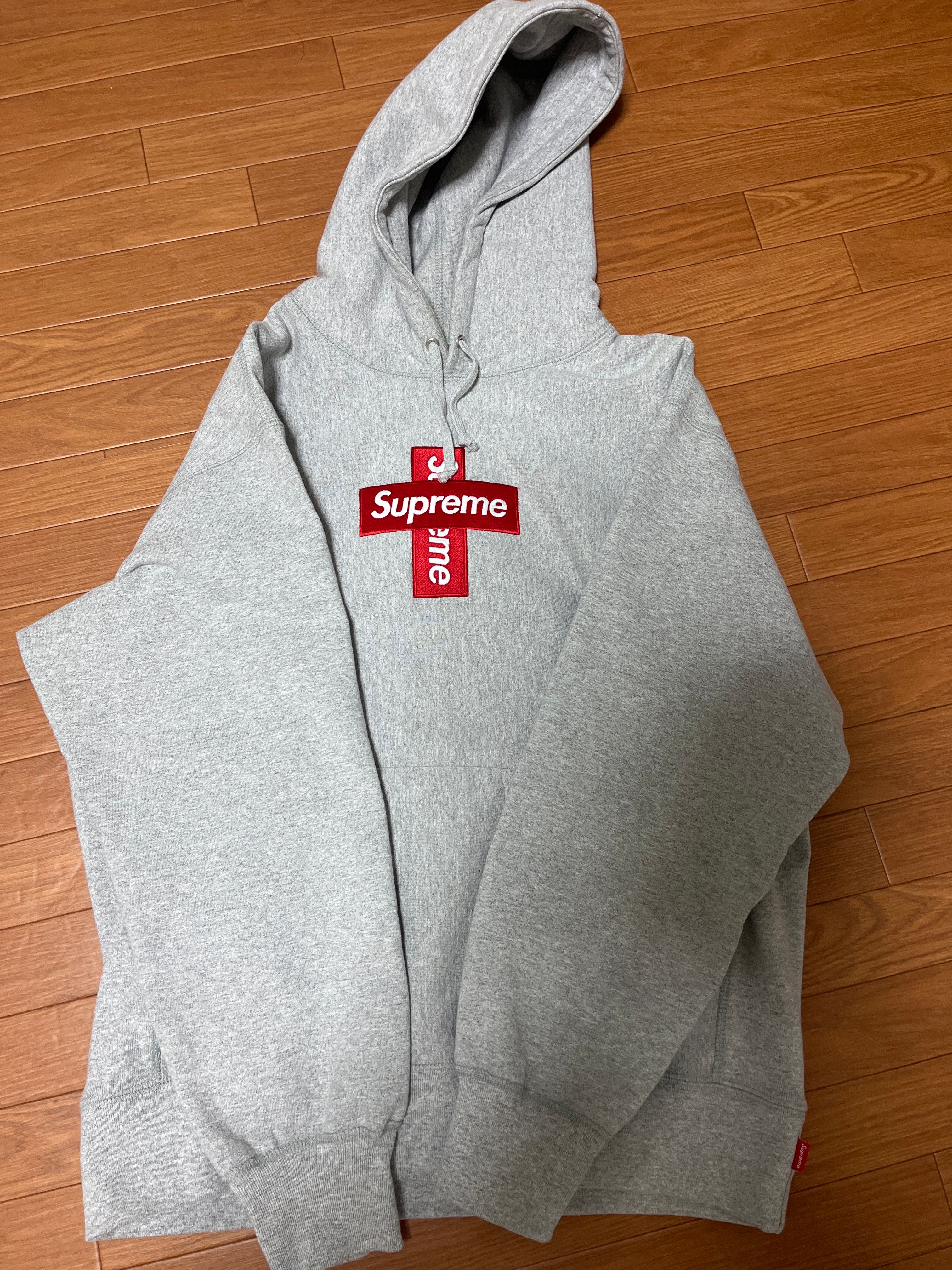 Supreme Cross Box Logo Hooded Sweatshirt "Grey"