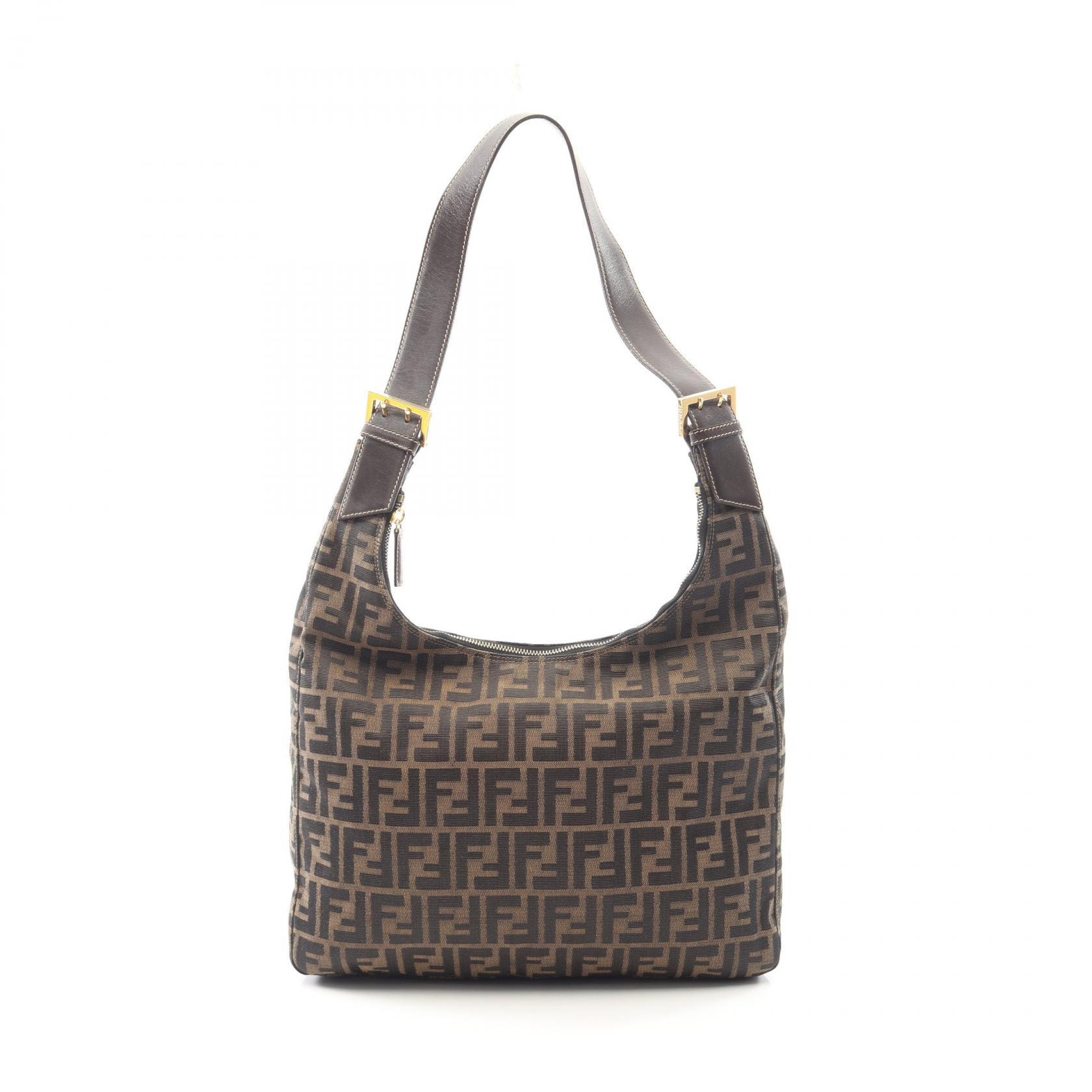 FENDI FENDI 주카 숄더백 가방 캔버스 가죽 여성 브라운 [중고]