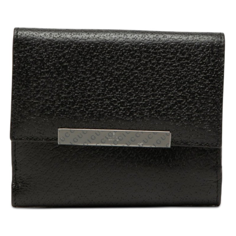 グッチ 二つ折り財布 ブラック レザー レディース GUCCI 【中古】