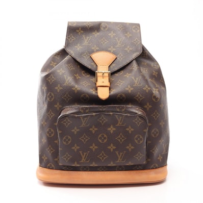ルイ・ヴィトン LOUIS VUITTON モンスリGM モノグラム リュックサック バックパック バッグ PVCコーティングキャンバス レザー モノグラム レディース ブラウン系 M51135 【中古】