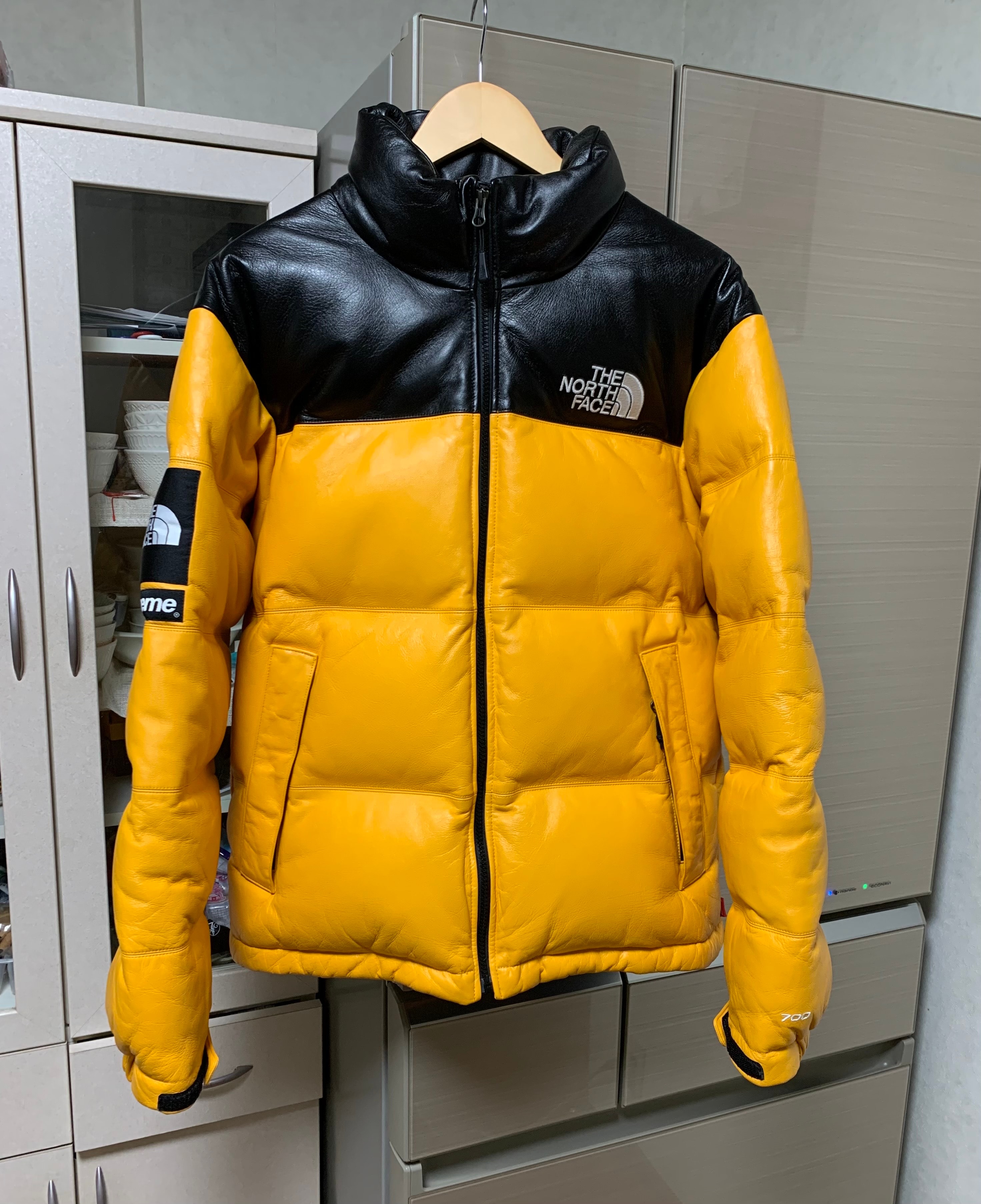 Supreme x The North Face Leather Nuptse Jacket "Yellow"
