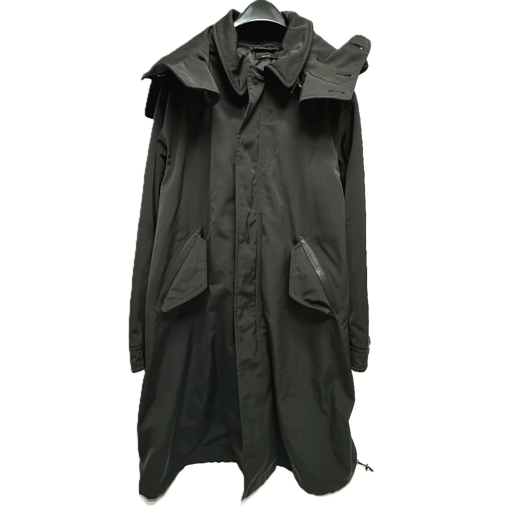 トムフォード TOM FORD WZIP レザーパイピング TFO637 フーディー フード付き フーデッド アパレル アウター コート  モッズコート ナイロン ブラック