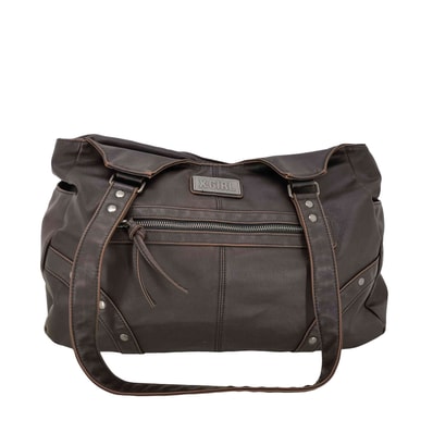 METAL LABEL FAUX LEATHER BAG【1143768638074】