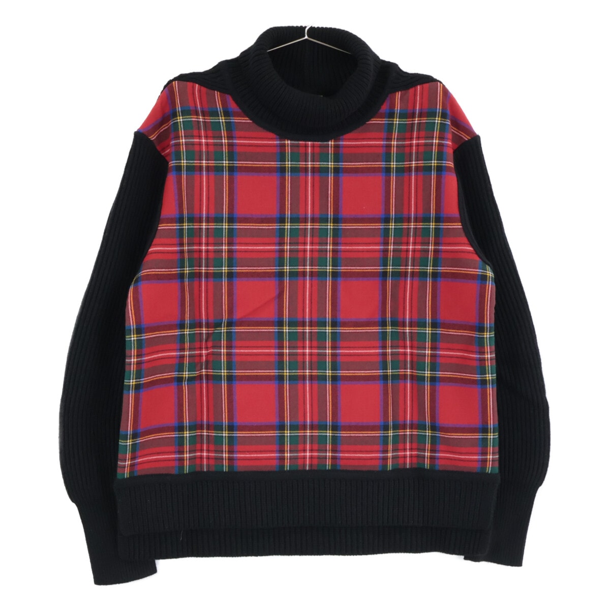バーバリー 4068133 ブラック×レッド タータンチェックタートルネックニット M