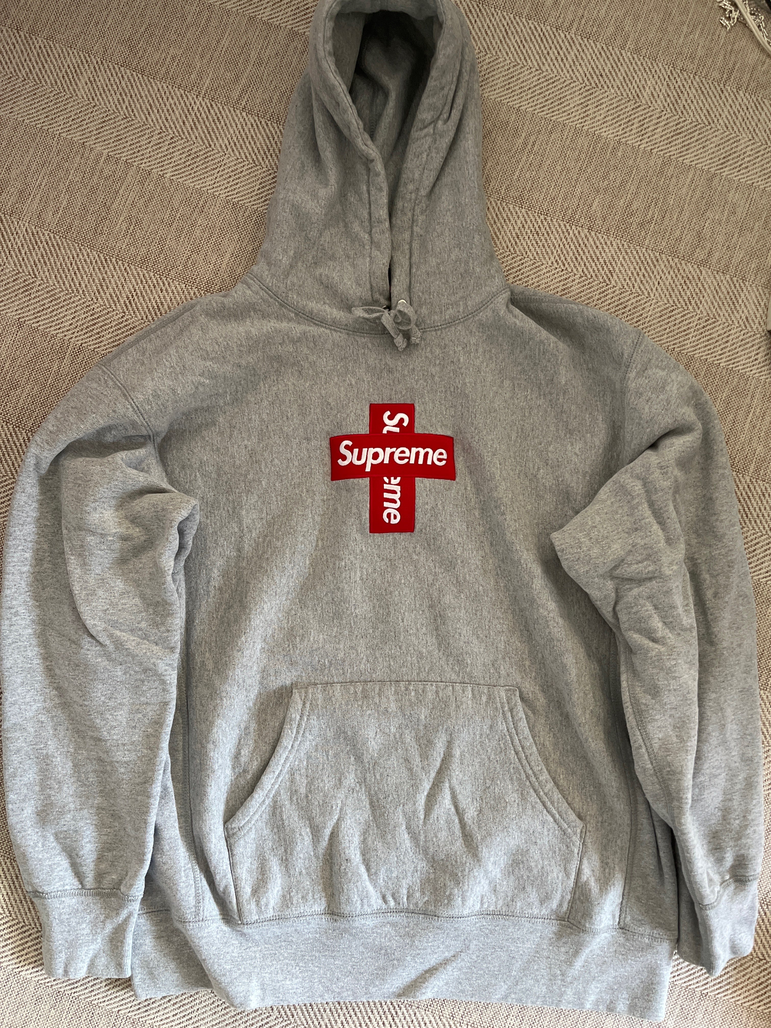 Supreme Cross Box Logo Hooded Sweatshirt "Grey"