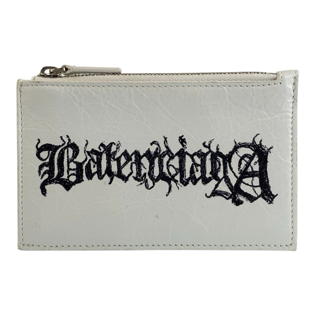 美品 BALENCIAGA バレンシアガ Cash DIY METAL ホワイト シルバー金具 レザー コインケース カードホルダー フラグメントケース 1-0260264 【中古】