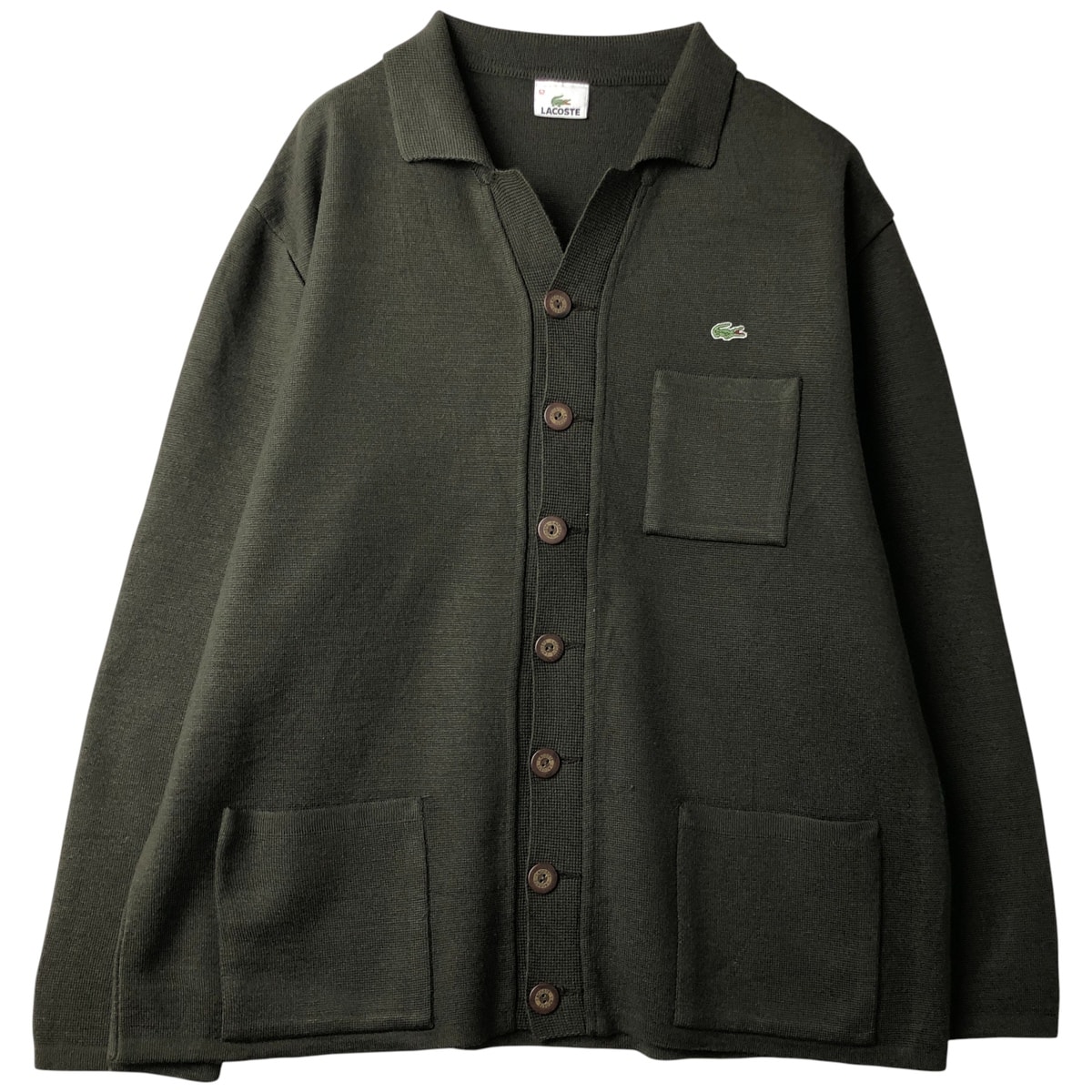 古着 ラコステ LACOSTE 襟付き アクリル×ウールニットカーディガン 52 メンズL相当/eaa610509