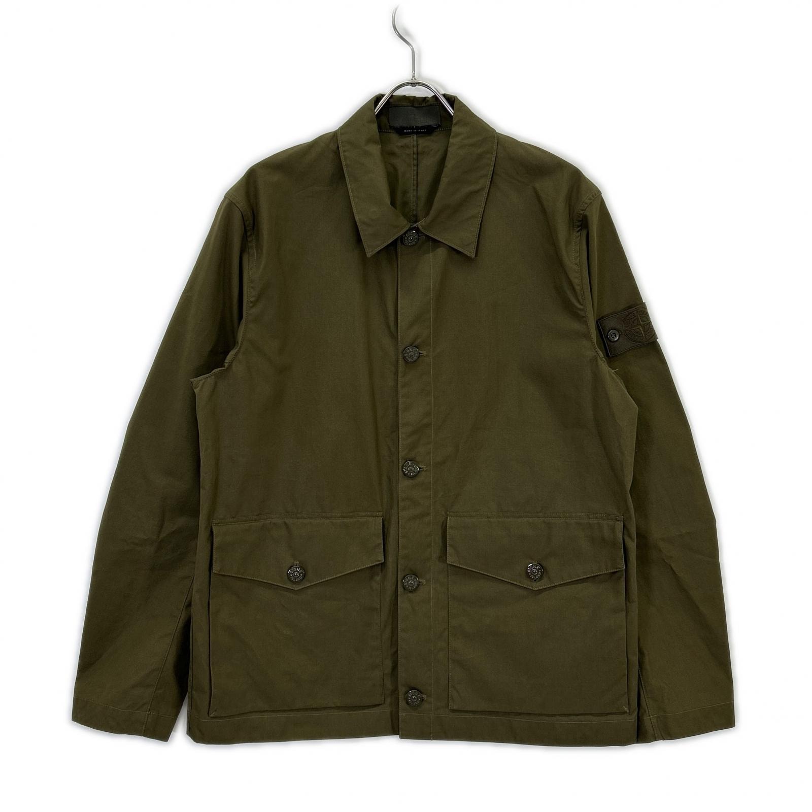 ストーンアイランド 23SS 7815437F1 GHOST PIECE カーキ ロゴボタン O-VENTILE ベンタイルコットンジャケット L