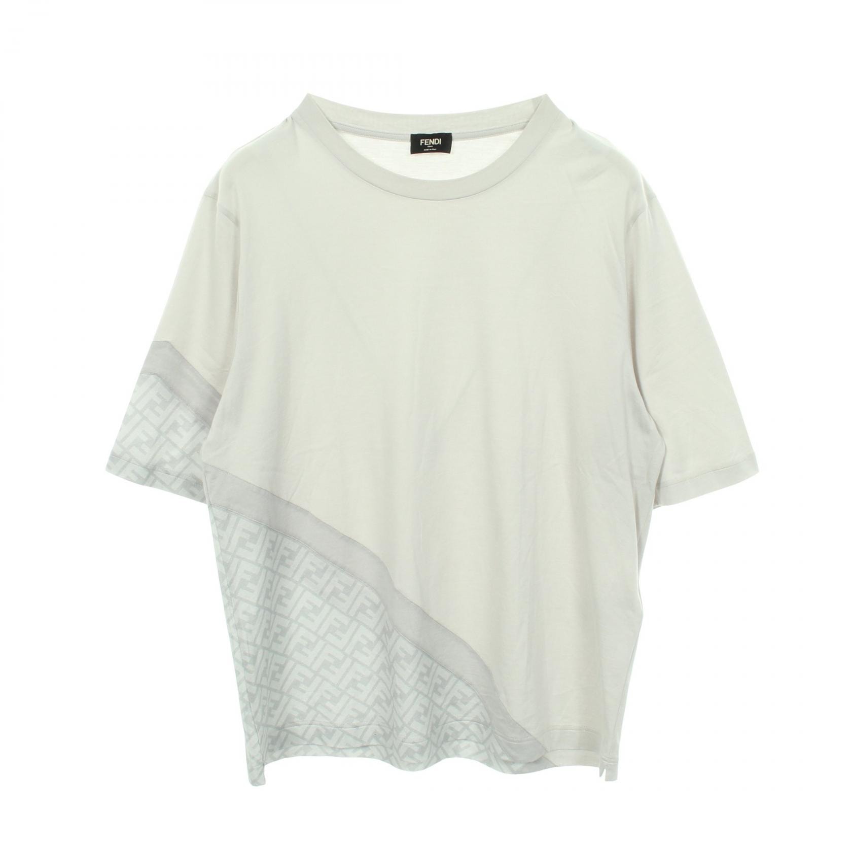 フェンディ FENDI FFモチーフ ズッカ柄 半袖Tシャツ 衣料品 トップス コットン メンズ グレー系 【中古】