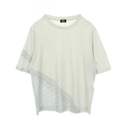 フェンディ FENDI FFモチーフ ズッカ柄 半袖Tシャツ 衣料品 トップス コットン メンズ グレー系 【中古】