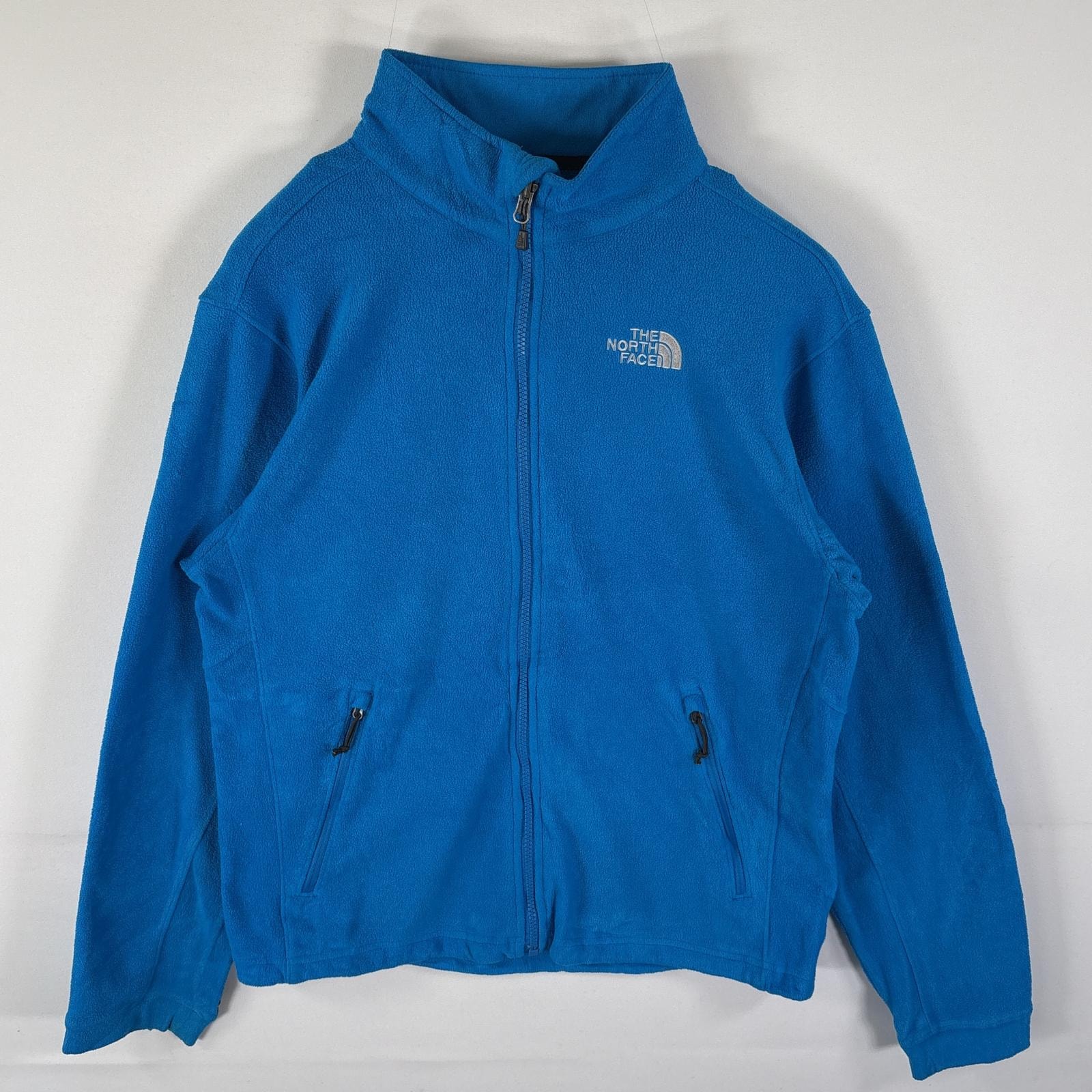 古着 ザ・ノースフェイス THE NORTH FACE フリーストレーナー ワンポイントロゴ刺繍 フルジップ アウトドア M  ブルー メンズ