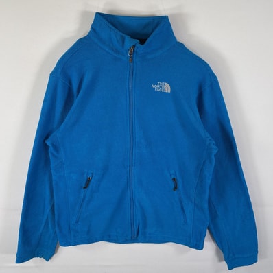古着 ザ・ノースフェイス THE NORTH FACE フリーストレーナー ワンポイントロゴ刺繍 フルジップ アウトドア M ブルー メンズ