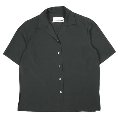 Graphpaper グラフペーパー 21SS 日本製 Matte Satin Open Collar Shirt マットサテン オープンカラーシャツ GL211-50091 00 BLACK 半袖 開襟 トップス g25771