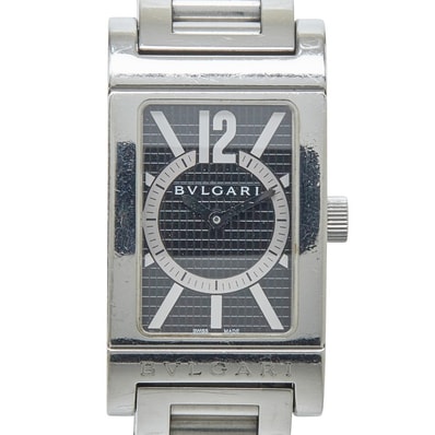 ブルガリ レッタンゴロ 腕時計 RT39S クオーツ ブラック文字盤 ステンレススチール レディース BVLGARI 【中古】