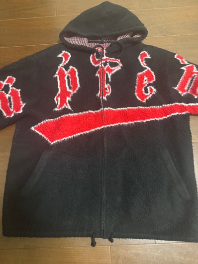 Supreme Accent Brushed Zip Up Hooded Sweater "Black"