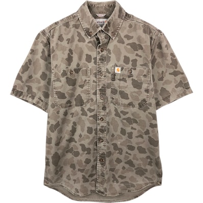 古着 カーハート Carhartt RELAXED FIT 迷彩柄 ボタンダウン 半袖 ワークシャツ メンズS相当/eaa668103