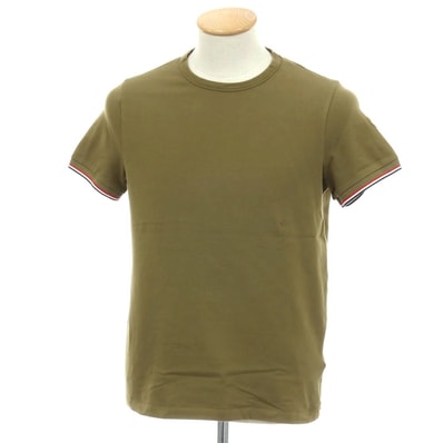 【中古】モンクレール MONCLER コットンポリウレタン クルーネック 半袖Tシャツ オリーブ【サイズS】【メンズ】