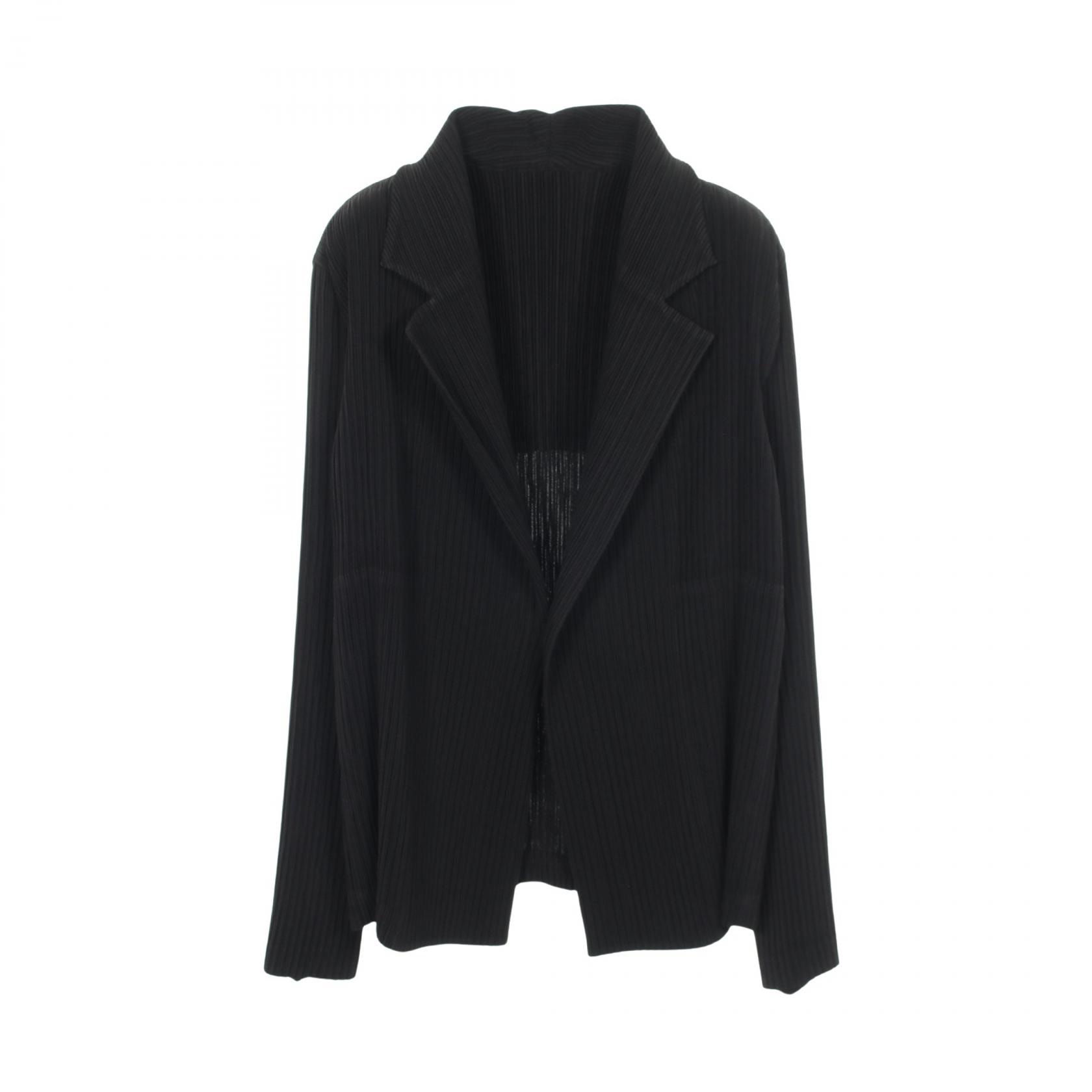 イッセイミヤケ ISSEY MIYAKE HATCHING プリーツ テーラードジャケット 衣料品 アウター ポリエステル レディース ブラック系 IM43FD119 【中古】