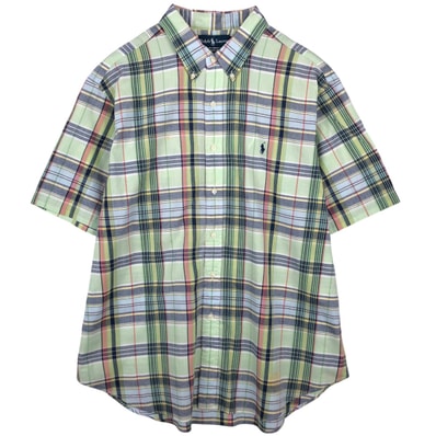 古着 ラルフローレン Ralph Lauren CLASSIC FIT 半袖 ボタンダウン チェックシャツ メンズXXL相当/eaa641192