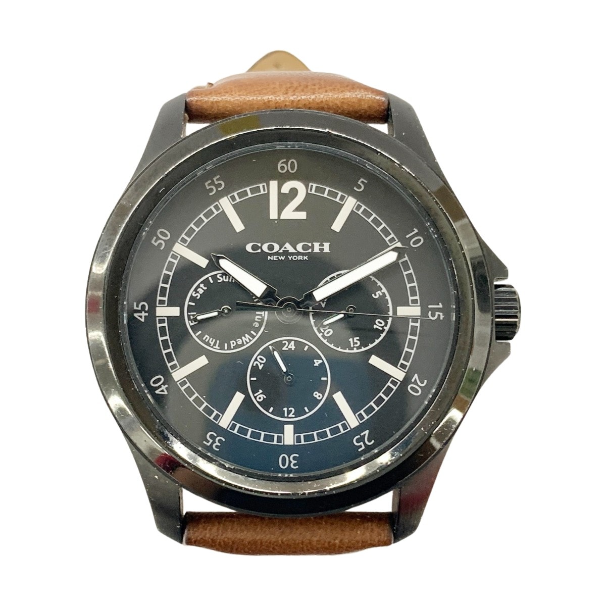 〇〇COACH コーチ メンズ クォーツ 腕時計 CA.94.2.95.1195 ブラック x ブラウン