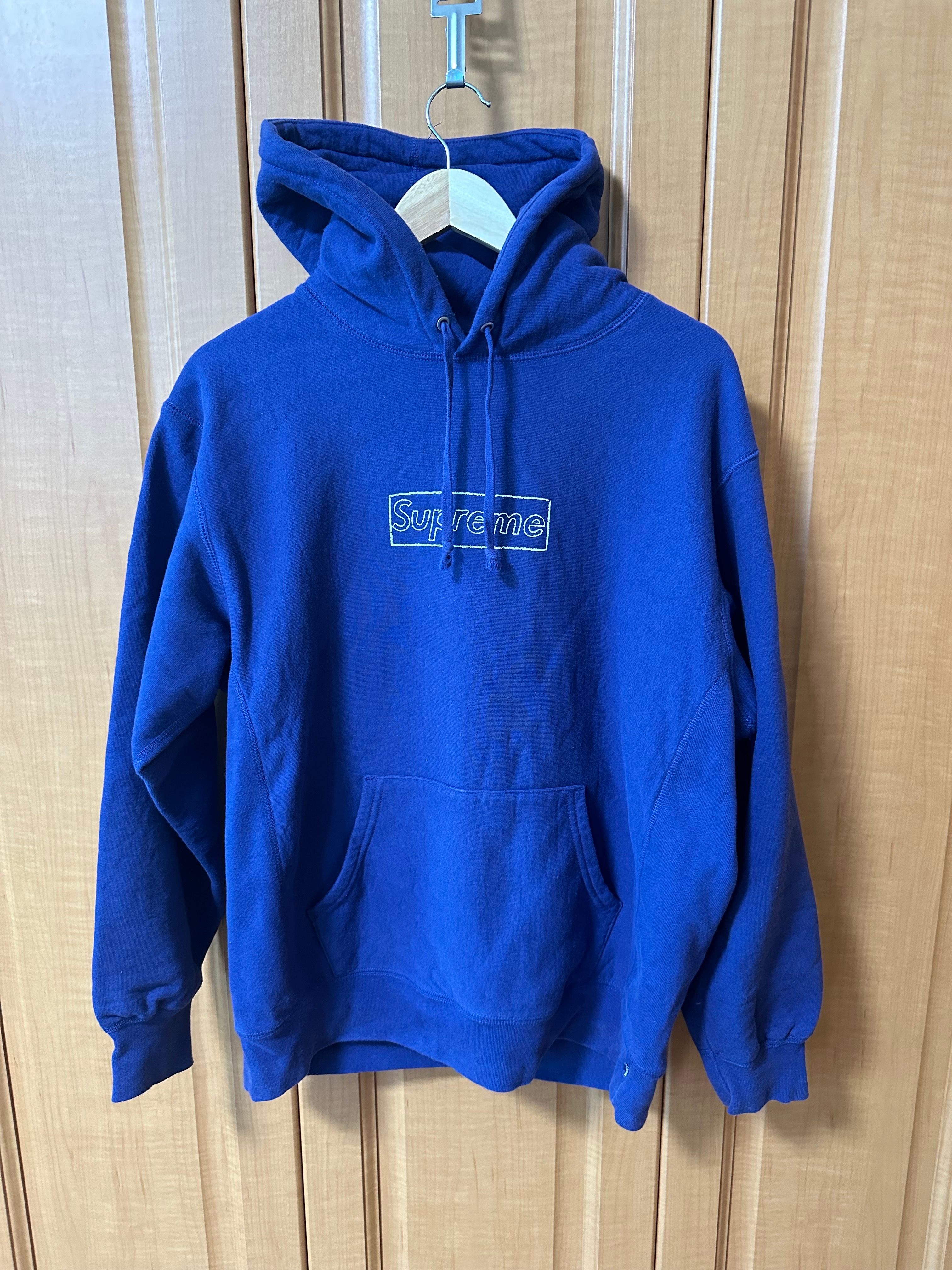 Supreme KAWS Chalk Logo Hooded Sweatshirt "Washed Navy"(2021)