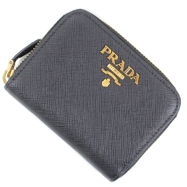 【新品】プラダ 小銭入れ コインケース ラウンドファスナー 黒 ブラック サフィアーノ メンズ レディース PRADA 1MM268 コインパース ゴールド金具 レザー 本革 ミニ財布 カードケース コンパクト ミニ ウォレット ブランド プレゼント