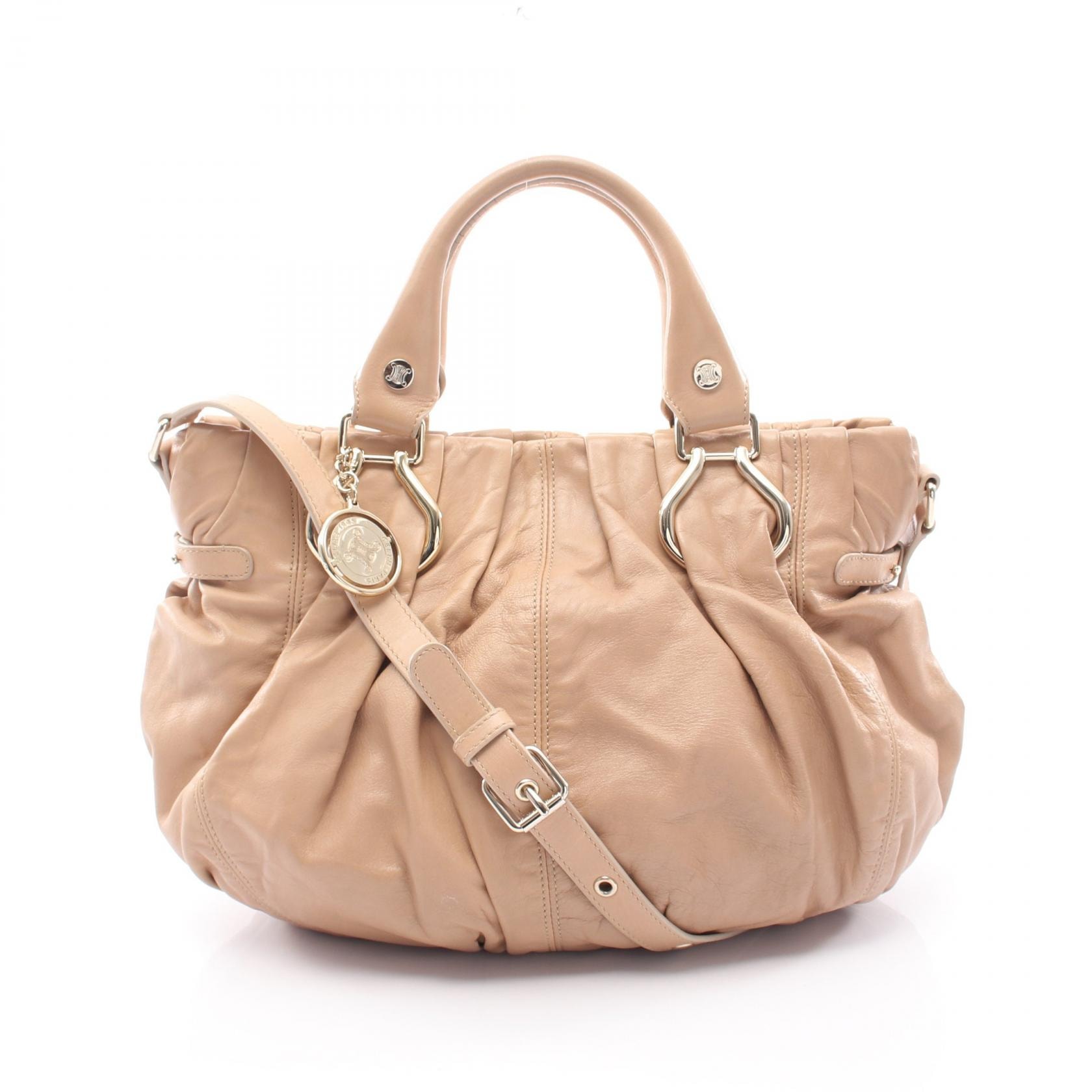 セリーヌ CELINE ピロー スモール 2way ハンドバッグ バッグ レザー レディース ベージュ系 【中古】