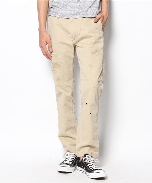 Lサイズ HYSTERIC GLAMOUR チノパン ユーズド ダメージ加工