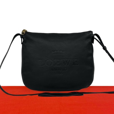 LOEWE ロエベ ヘリテージ ロゴ 刻印 レザー ショルダーバッグ ブラック
22203