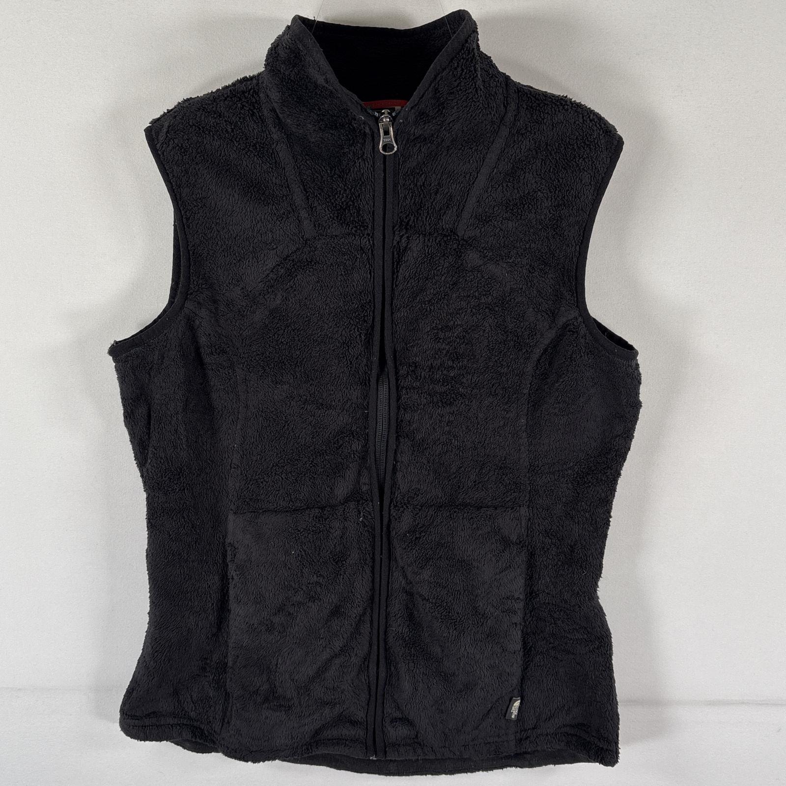 古着 ザ・ノースフェイス THE NORTH FACE フリースベスト ワンポイントロゴ フルジップ アウトドア S ブラック レディース