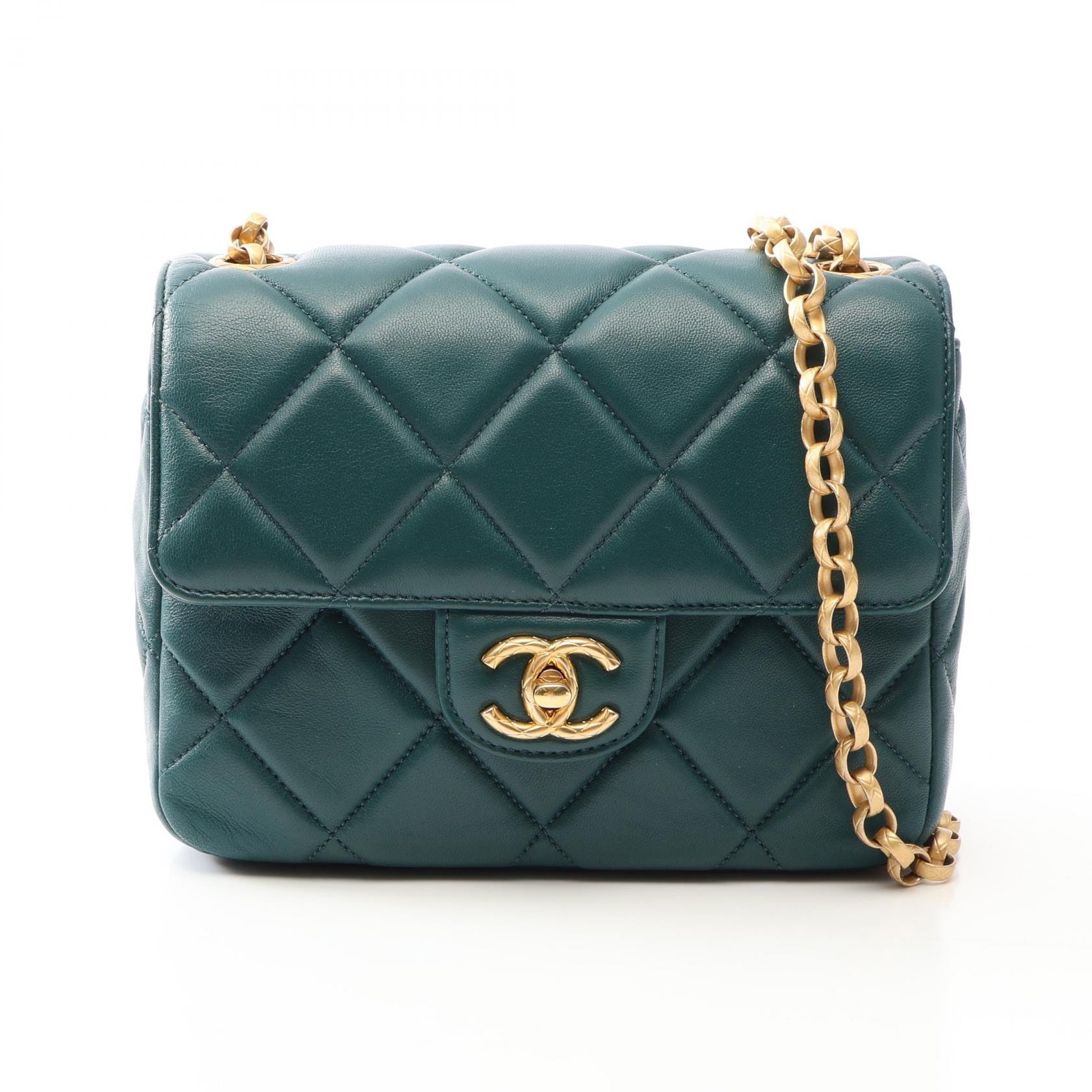 シャネル CHANEL マトラッセ ショルダーバッグ バッグ ラムスキン(羊革) レディース グリーン系 【中古】