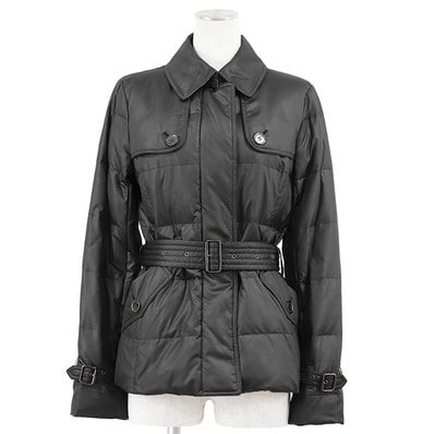 SALE【極美品】BURBERRY LONDON バーバリーロンドン ベルテッドダウンジャケット サイズ 38 レディース ロゴボタン ポリエステル100% アウター ブラック 黒 FS022-838-09