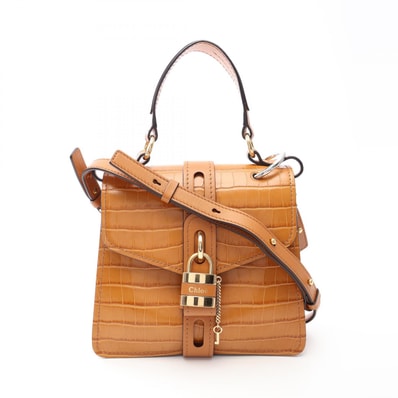 クロエ Chloe ABY アビー クロコ型押し 2WAY ハンドバッグ バッグ レザー レディース ブラウン系 【中古】