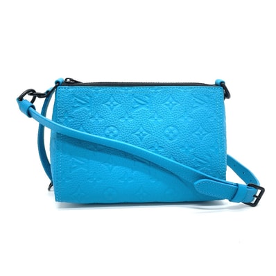 ルイヴィトン LOUIS VUITTON トリアングル メッセンジャー M55925 モノグラムアンプラント カバン 2WAY ショルダーバッグ モノグラムアンプラントレザー ターコイズ ブルー 新品同様