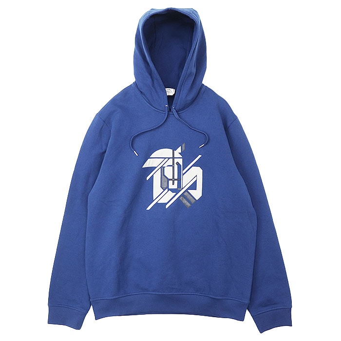 【美品】HERMES エルメス スウェットパーカー メンズ サイズ XL レザーパッチ コットン100% フリース フーディー プルオーバー ロングスリーブ 長袖 トップス ブルー 青 イタリア製