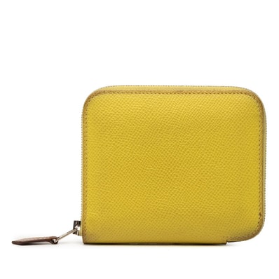 エルメス アザップ シルクイン コンパクト コインケース イエロー系 ヴォーエプソン レディース HERMES 【中古】