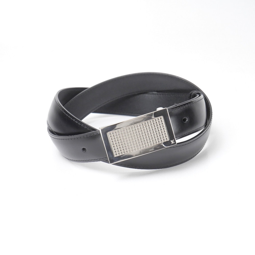 LOUIS VUITTON ルイ・ヴィトン サンチュール ベルト サイズ100/40 レザーベルト ブラック×シルバー フランス製 ブランド古着【中古】20260625/RA9917