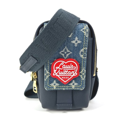 ルイヴィトン LOUIS VUITTON ダブル フォンポーチ M81060 モノグラム デニム NIGOコラボ カバン ポシェット 斜め掛け ショルダーバッグ デニム ブルー 美品