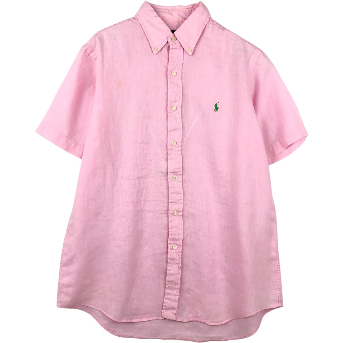 古着 ラルフローレン Ralph Lauren RALPH LAUREN 半袖 リネン ボタンダウンシャツ メンズM相当/eaa660732