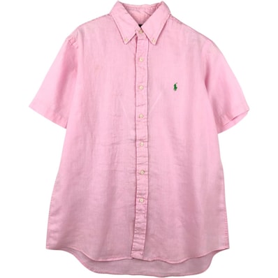 古着 ラルフローレン Ralph Lauren RALPH LAUREN 半袖 リネン ボタンダウンシャツ メンズM相当/eaa660732