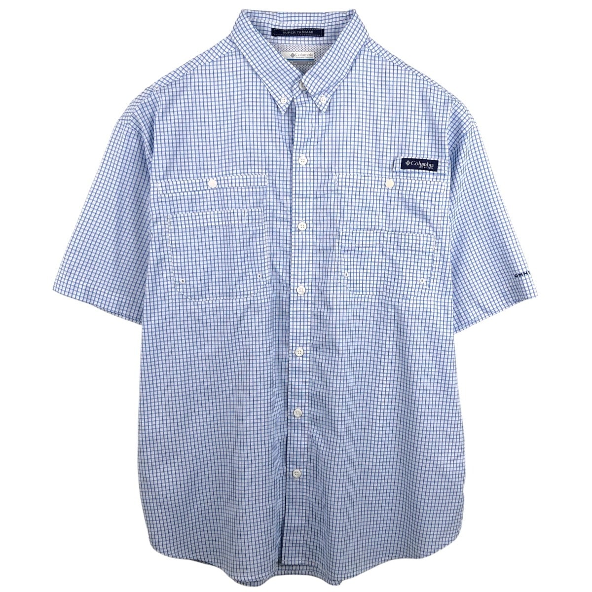 古着 コロンビア Columbia PFG チェック柄 OMNI-SHADE ボタンダウン 半袖 フィッシングシャツ メンズL相当/eaa670081