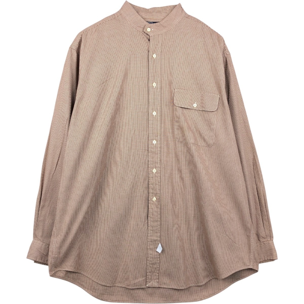 古着 ラルフローレン Ralph Lauren POLO by Ralph Lauren 千鳥格子柄 スタンドカラー 長袖 コットンシャツ メンズXL相当/eaa659340