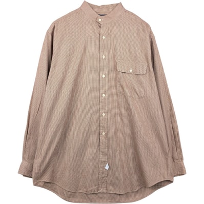 古着 ラルフローレン Ralph Lauren POLO by Ralph Lauren 千鳥格子柄 スタンドカラー 長袖 コットンシャツ メンズXL相当/eaa659340