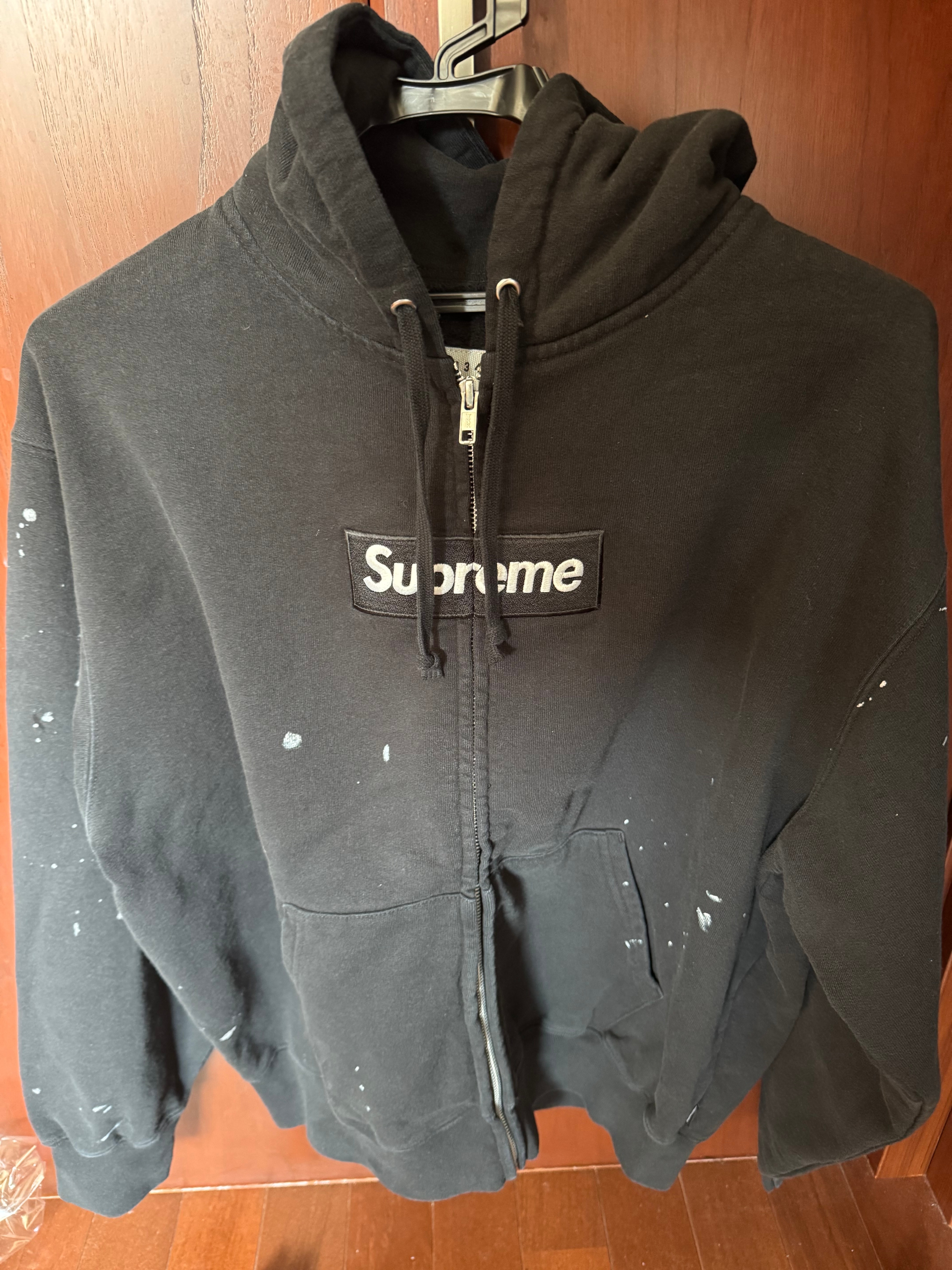 Supreme x MM6 Maison Margiela Box Logo Zip Up Hooded Sweatshirt "Black"