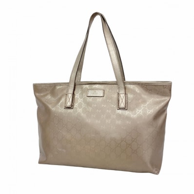 【6dc2422】グッチ トートバッグ GGインプリメ 211137 PVC シルバー シルバー金具【中古】レディース