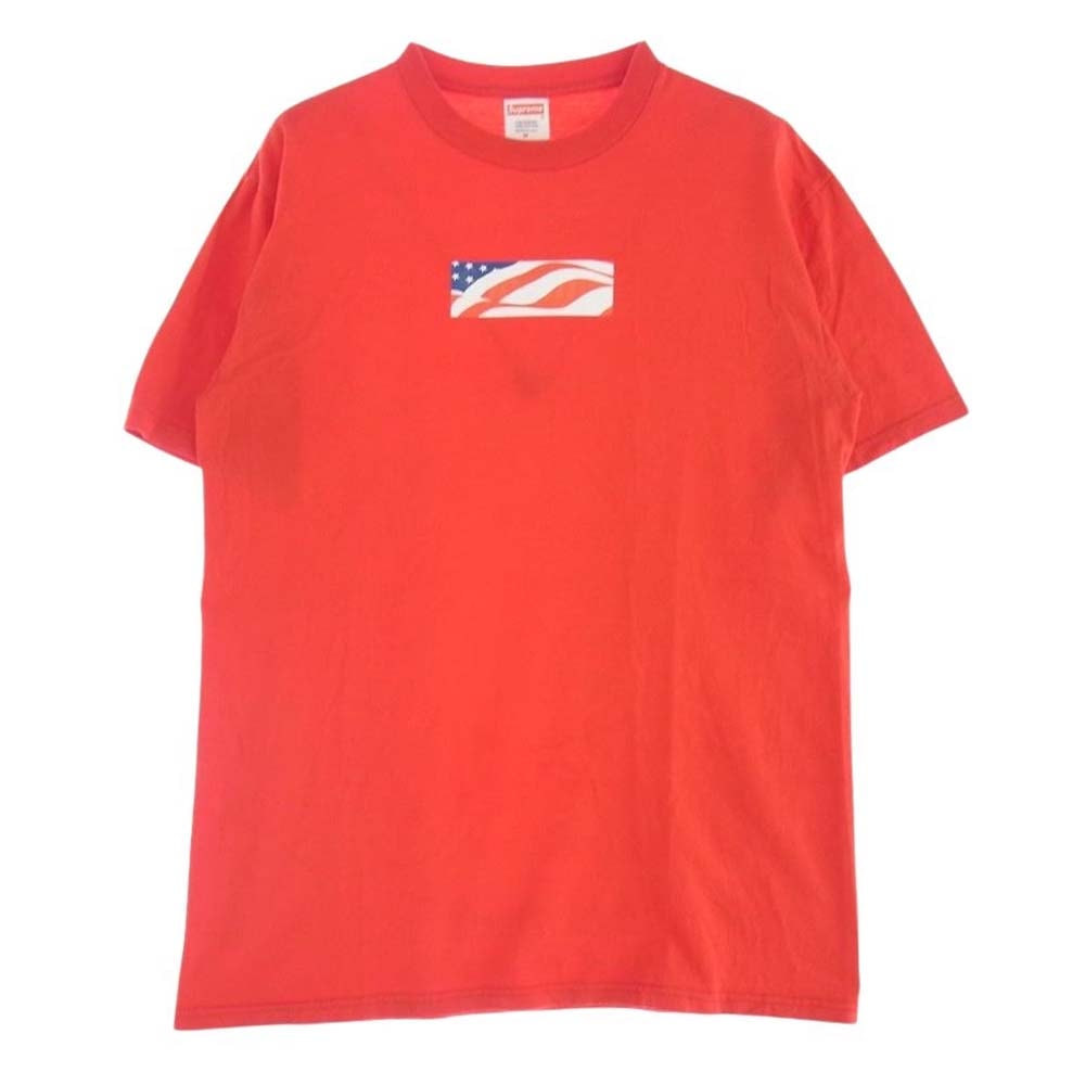 Supreme シュプリーム Tシャツ 01AW PATRIOT BOX LOGO TEE AMERICAN FLAG 半袖 Tシャツ カットソー レッド系 M【中古】